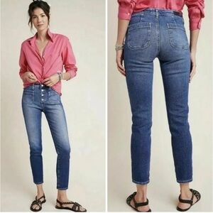 Anthropologie AG Vintage Stevie Ankle Button Front Jeans‎ Size 27R